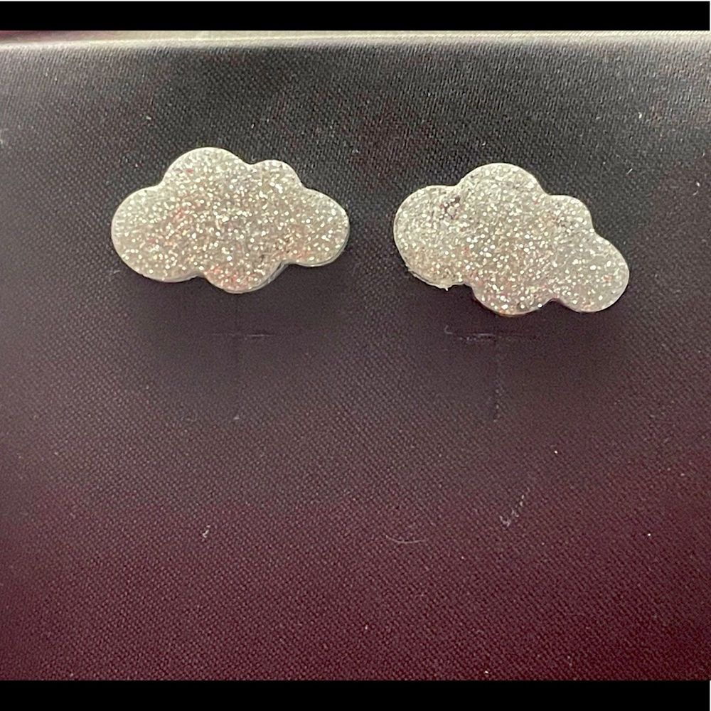 Handmade Cloud glitter stud earrings